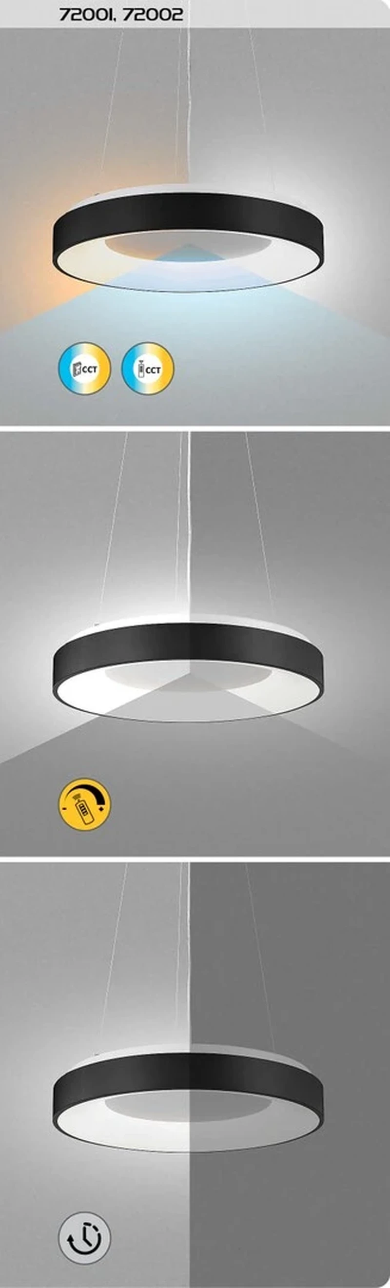 Ceilo – LED pendant in white with remote, Ø480mm, 38W, 3000-6500K