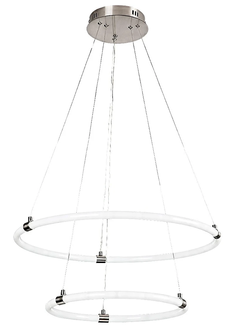 LED пендели и полилеи Irelia – LED пендел в сатиниран хром с бял акрилен абажур, Ø600мм, 55W, 3000-6000K