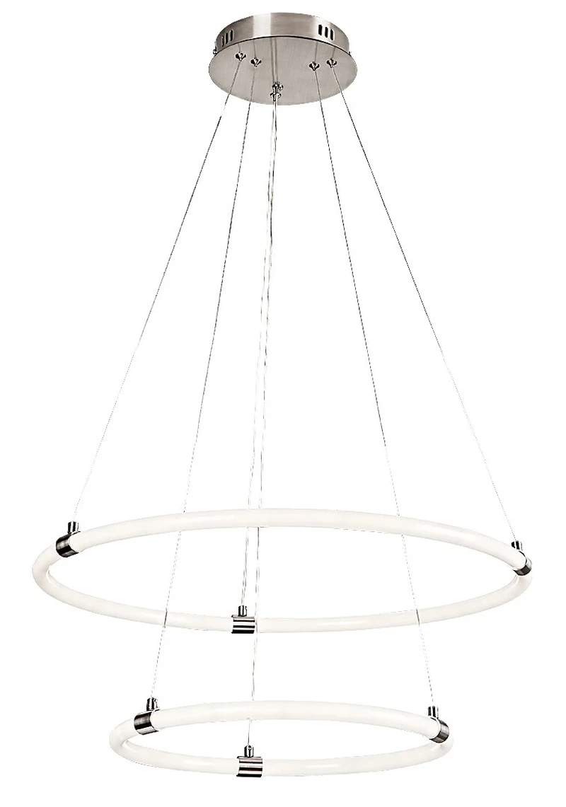 Irelia – LED пендел в сатиниран хром с бял акрилен абажур, Ø600мм, 55W, 3000-6000K