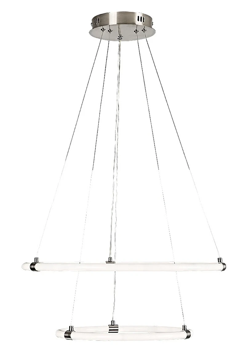 Irelia – LED пендел в сатиниран хром с бял акрилен абажур, Ø600мм, 55W, 3000-6000K