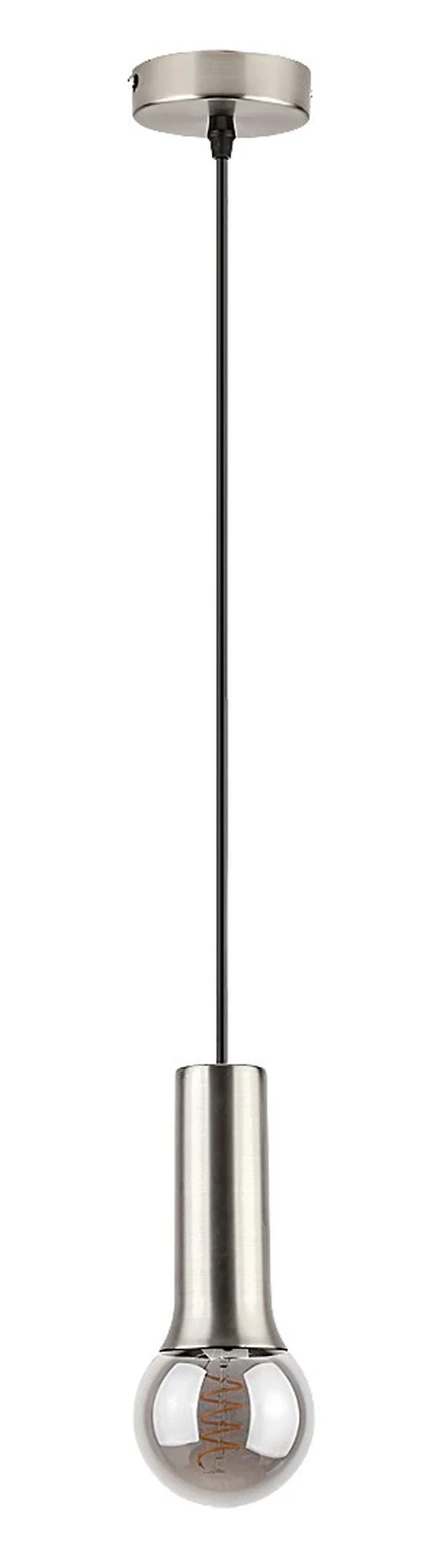 Zuriel – industrial pendant in satin chrome, Ø70mm, 1×E27