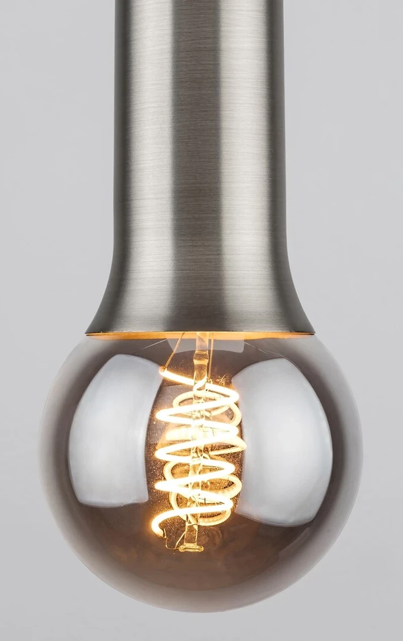 Zuriel – industrial pendant in satin chrome, Ø70mm, 1×E27