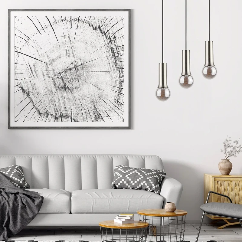 Zuriel – industrial pendant in satin chrome, Ø70mm, 1×E27