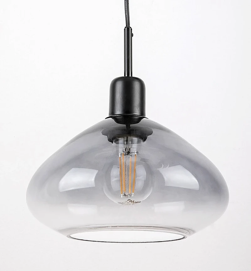 Dvora – 3-arm pendant in black matt with tinted/clear glass, Ø220mm, 3×E27