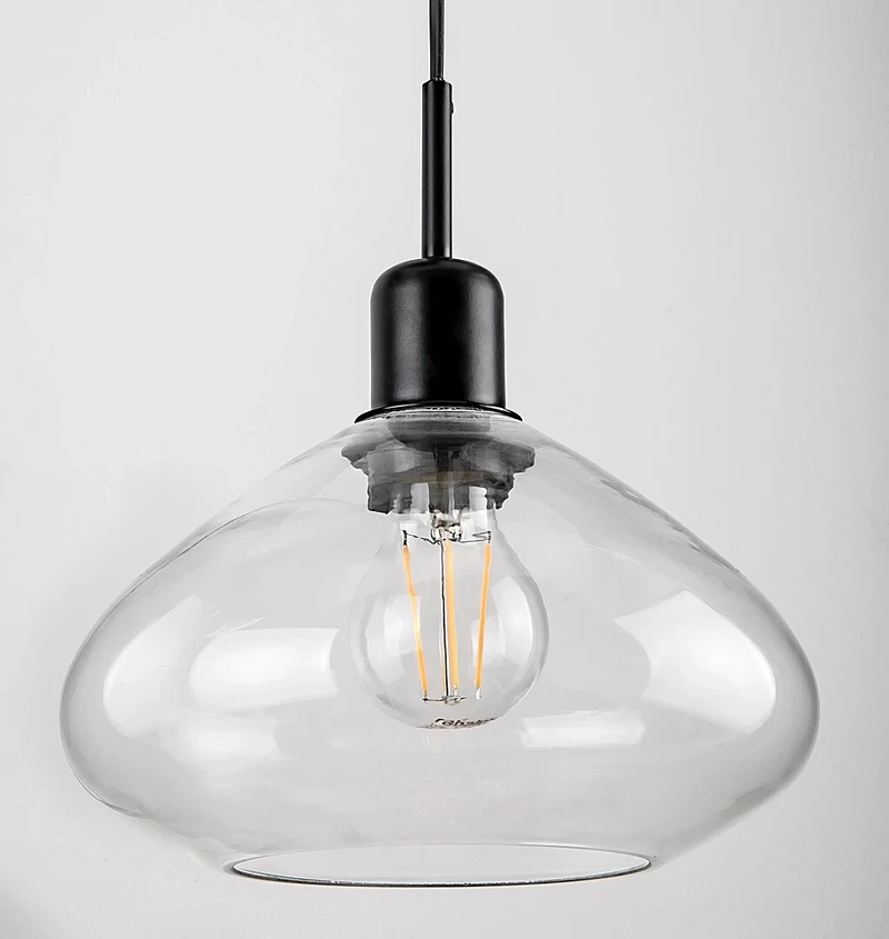 Dvora – 3-arm pendant in black matt with tinted/clear glass, Ø220mm, 3×E27