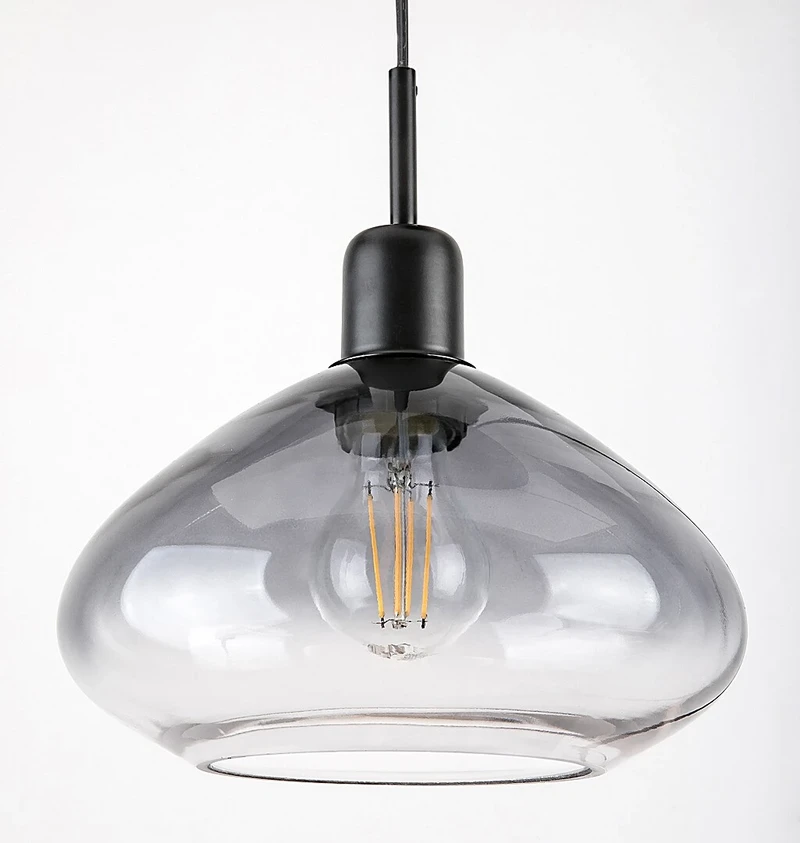 Dvora – 3-arm pendant in black matt with tinted/clear glass, Ø220mm, 3×E27