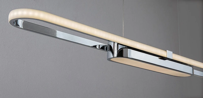 Contessa – LED pendant for kitchen in chrome with white shade, 1000mm, 48W, 4000K