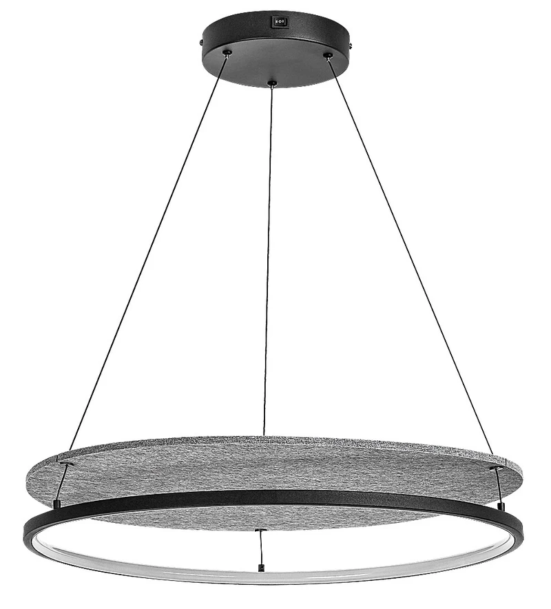 Farenzo – LED пендел в черно с филцов абажур, Ø575мм, 40W, 3000-4000K