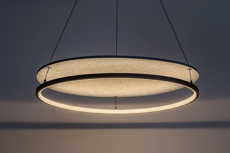 Farenzo – LED пендел в черно с филцов абажур, Ø575мм, 40W, 3000-4000K