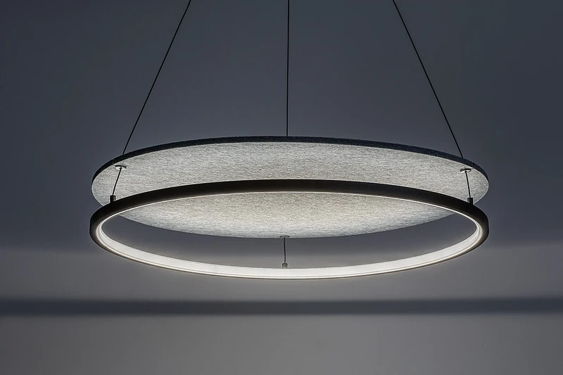 Farenzo – LED пендел в черно с филцов абажур, Ø575мм, 40W, 3000-4000K