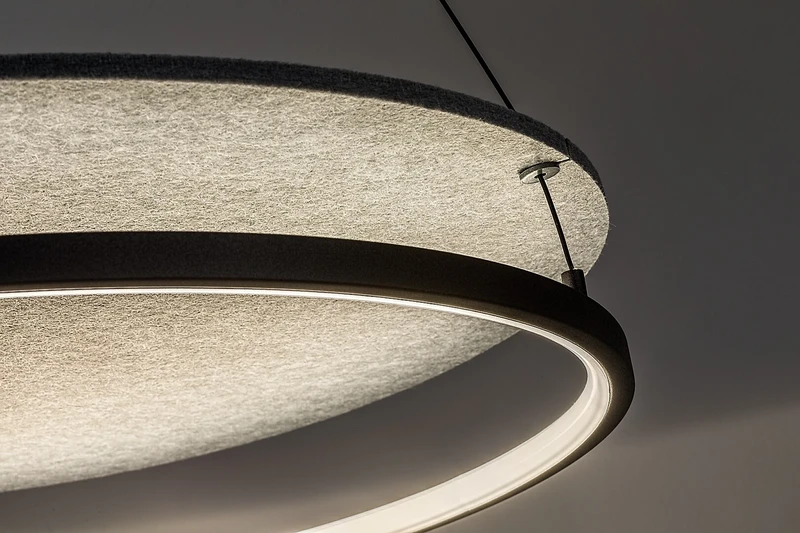 Farenzo – LED пендел в черно с филцов абажур, Ø575мм, 40W, 3000-4000K