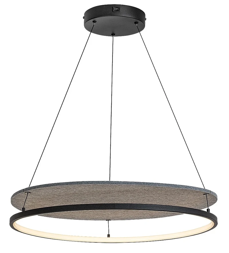 LED пендели и полилеи Farenzo – LED пендел в черно с филцов абажур, Ø575мм, 40W, 3000-4000K
