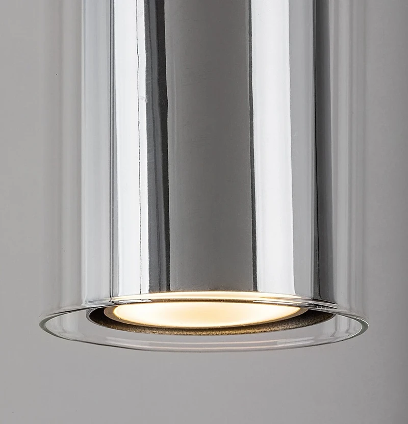 Kalevi – modern pendant in chrome with clear glass, Ø80mm, 1×GU10