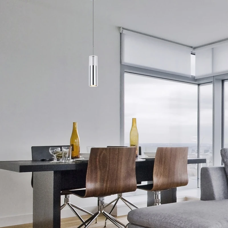 Kalevi – modern pendant in chrome with clear glass, Ø80mm, 1×GU10
