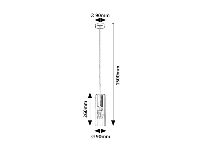 Esta – modern pendant in black matt with clear glass, Ø90mm, 1×E27