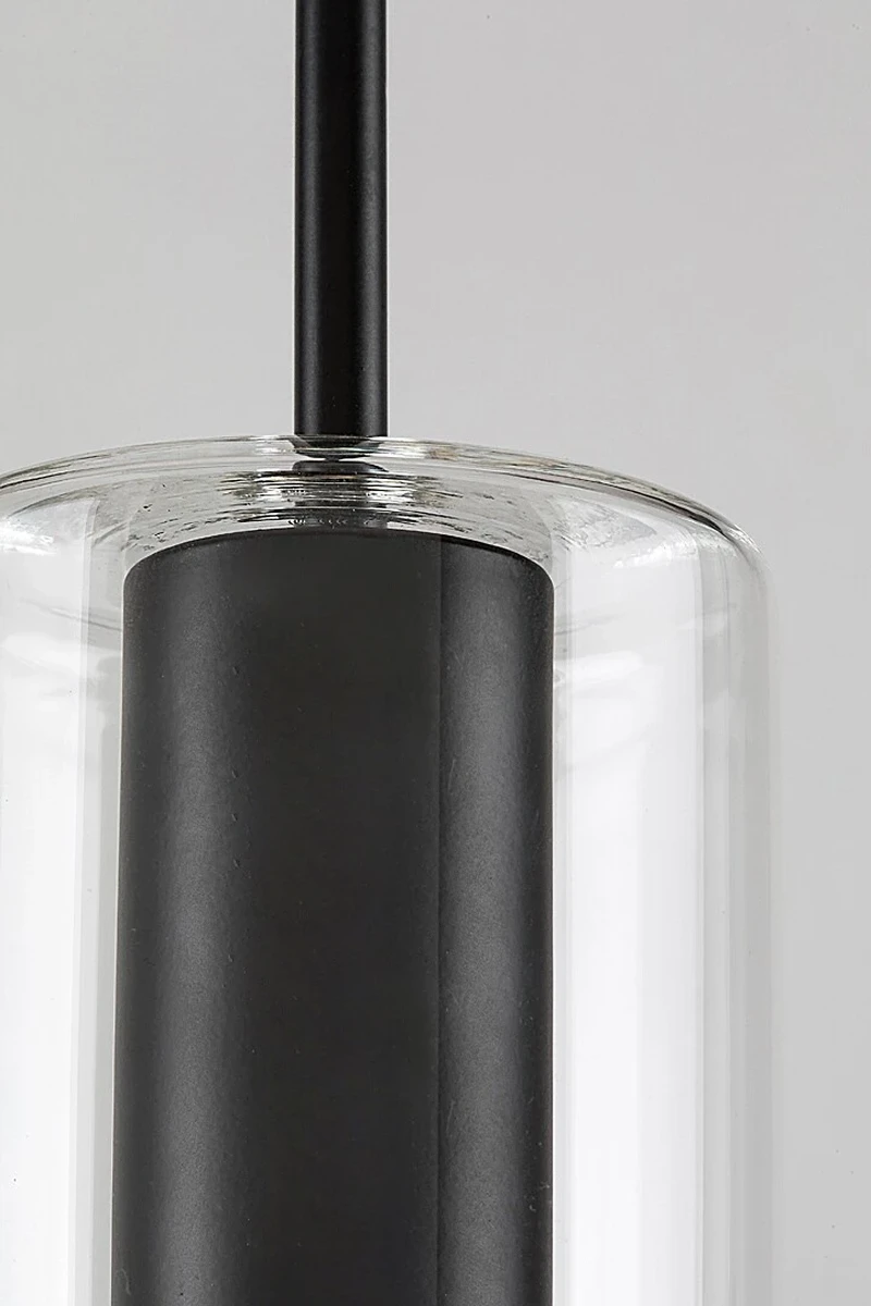 Esta – modern pendant in black matt with clear glass, Ø90mm, 1×E27