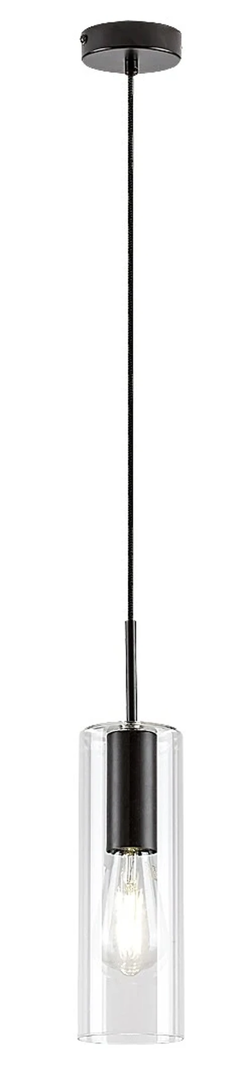 Pendant Lights Esta – modern pendant in black matt with clear glass, Ø90mm, 1×E27