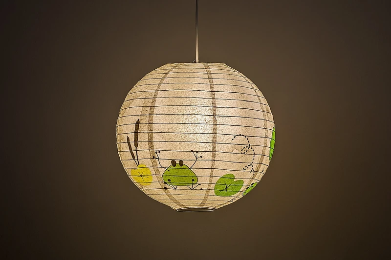 Froggo – children's pendant from paper in multicoloured design, Ø400mm, 1×E27