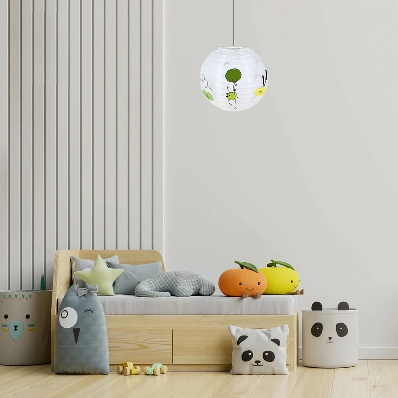 Froggo – children's pendant from paper in multicoloured design, Ø400mm, 1×E27