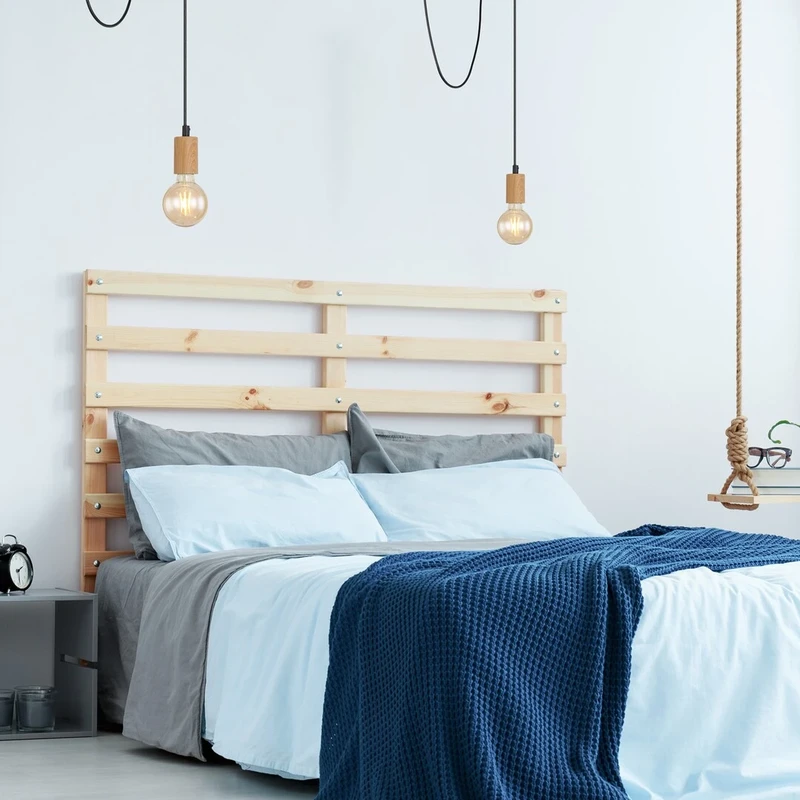 Dollien – industrial pendant in black matt with beech, Ø45mm, 1×E27