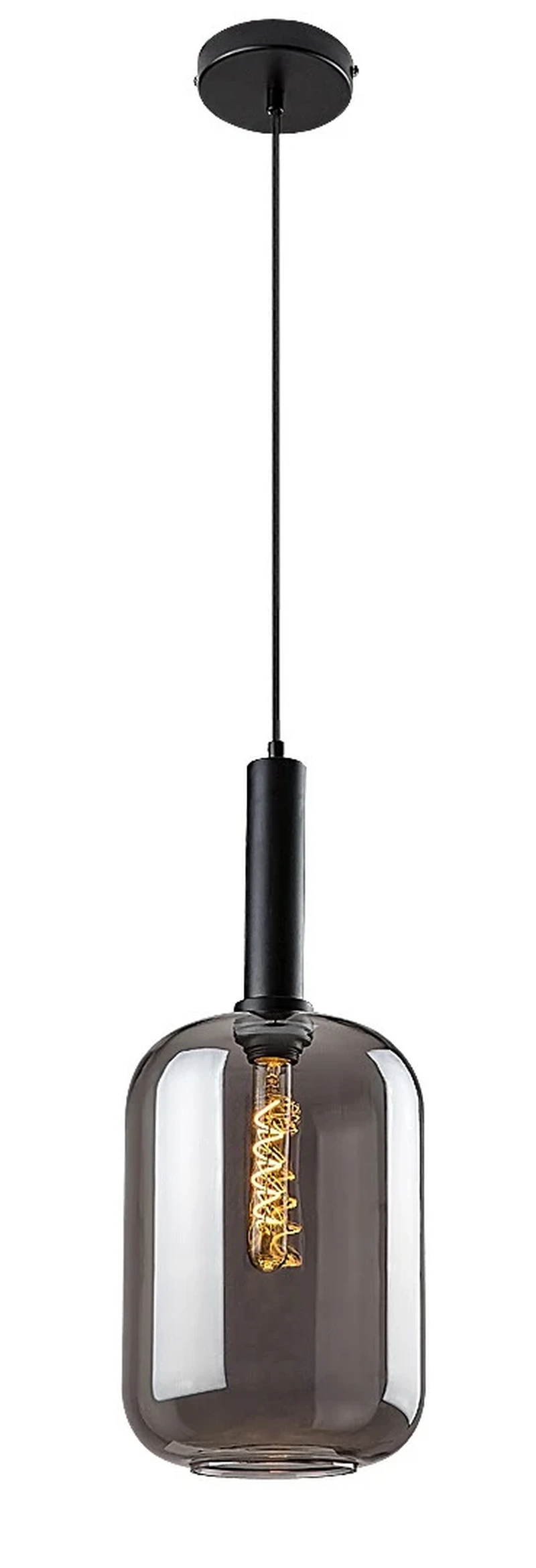 Pendant Lights Lissandra – modern pendant in black matt with tinted glass, Ø215mm, E27