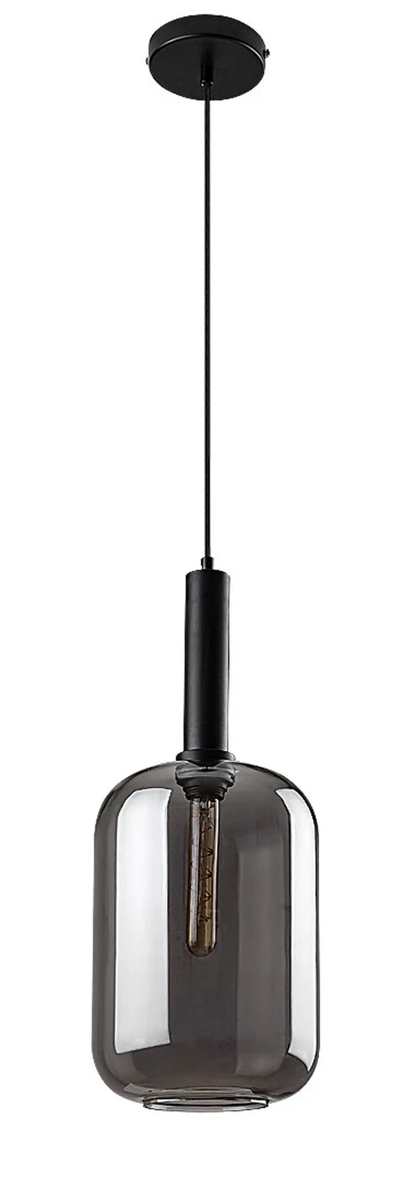 Lissandra – modern pendant in black matt with tinted glass, Ø215mm, E27
