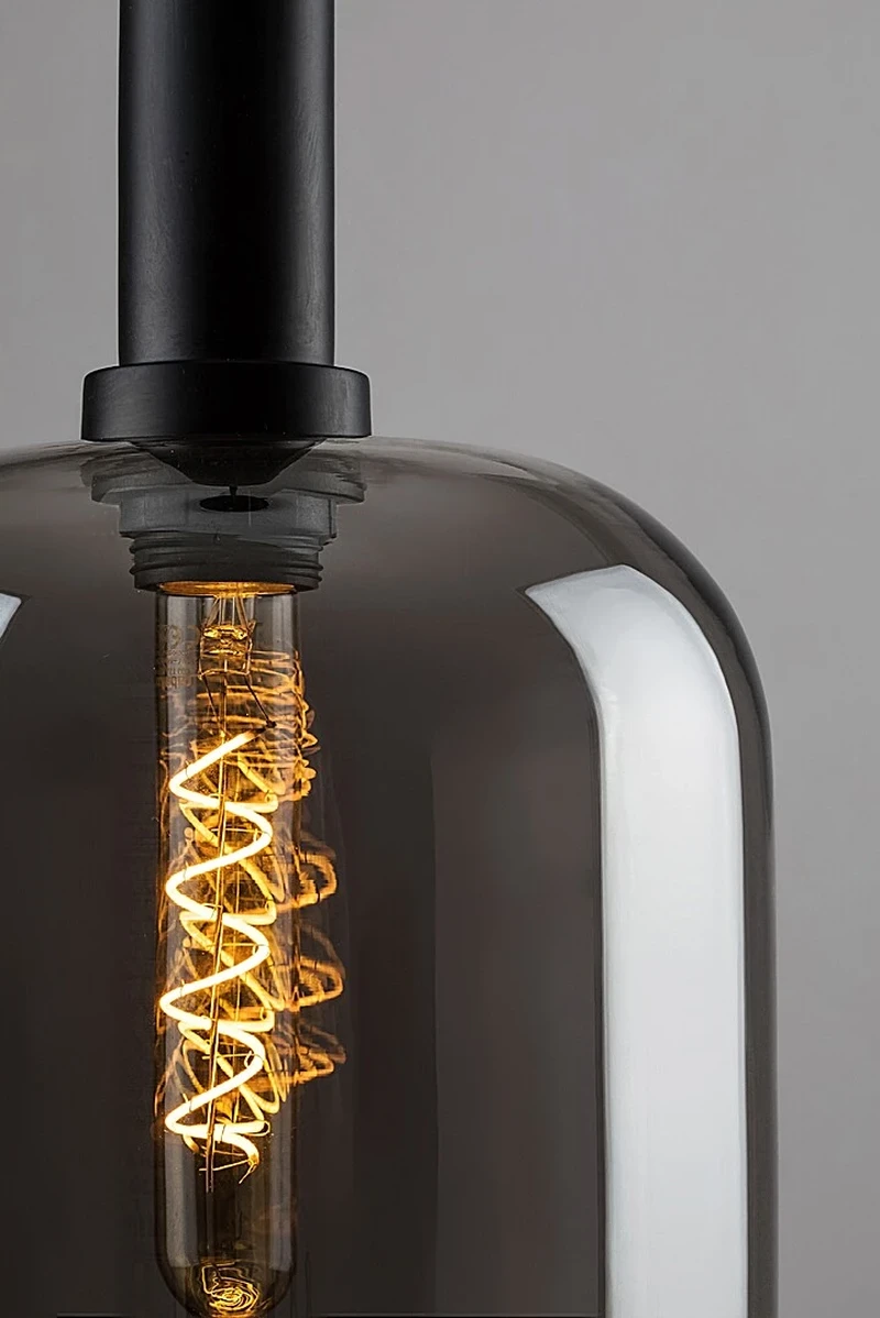 Lissandra – modern pendant in black matt with tinted glass, Ø215mm, E27