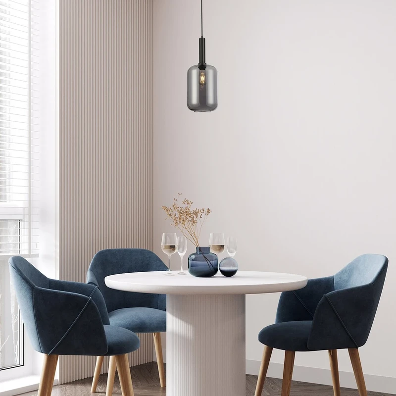 Lissandra – modern pendant in black matt with tinted glass, Ø215mm, E27