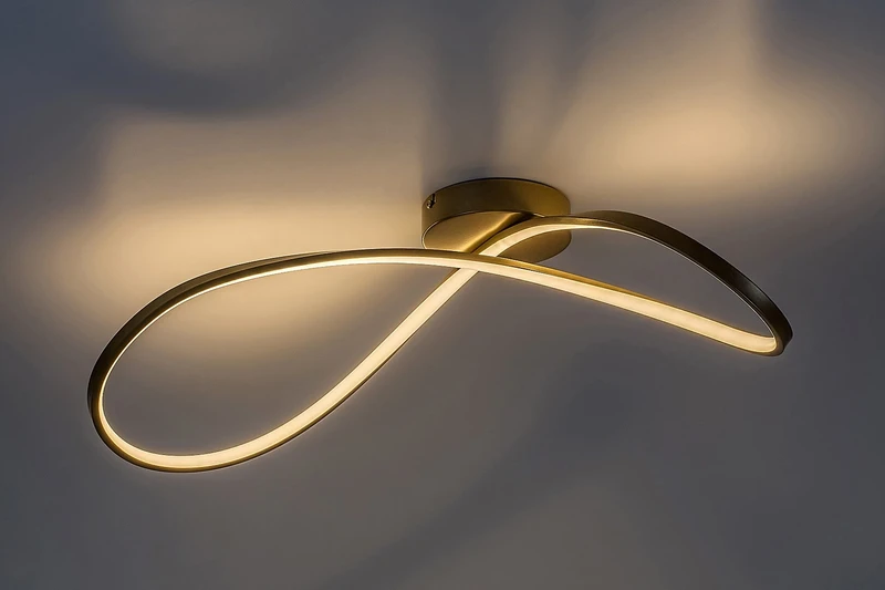 Castiel – LED плафон в златисто с бял силиконов абажур, 680×315мм, 30W, 3000K