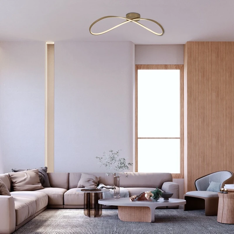 Castiel – LED плафон в златисто с бял силиконов абажур, 680×315мм, 30W, 3000K