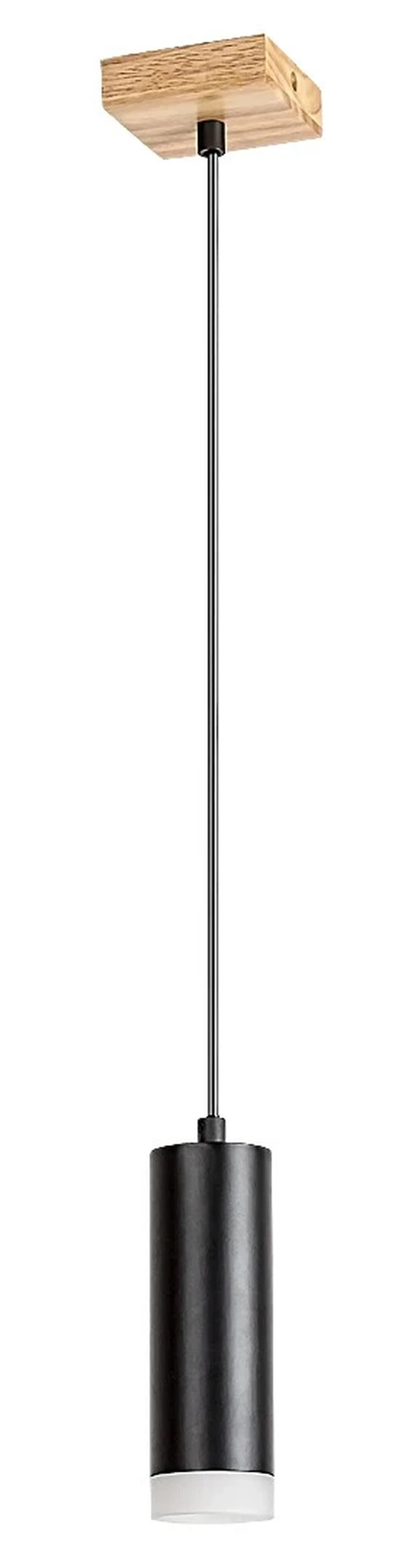 Pendant Lights Toras – single pendant in oak and black metal, Ø60mm, GU10, Scandinavian style