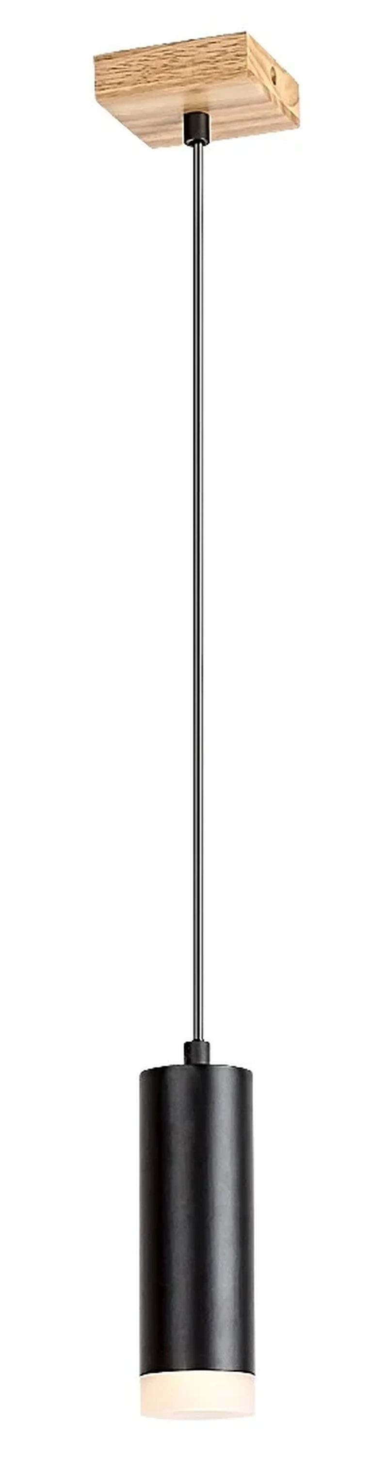 Toras – single pendant in oak and black metal, Ø60mm, GU10, Scandinavian style