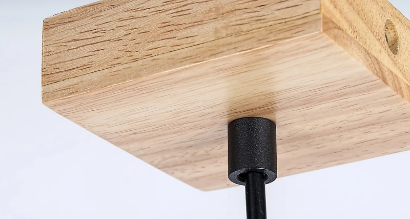 Toras – single pendant in oak and black metal, Ø60mm, GU10, Scandinavian style
