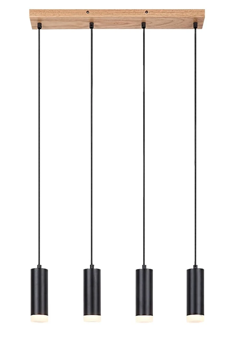 Toras – LED спот пендел в дъб и черен метал, 600мм, 4×GU10, IP20