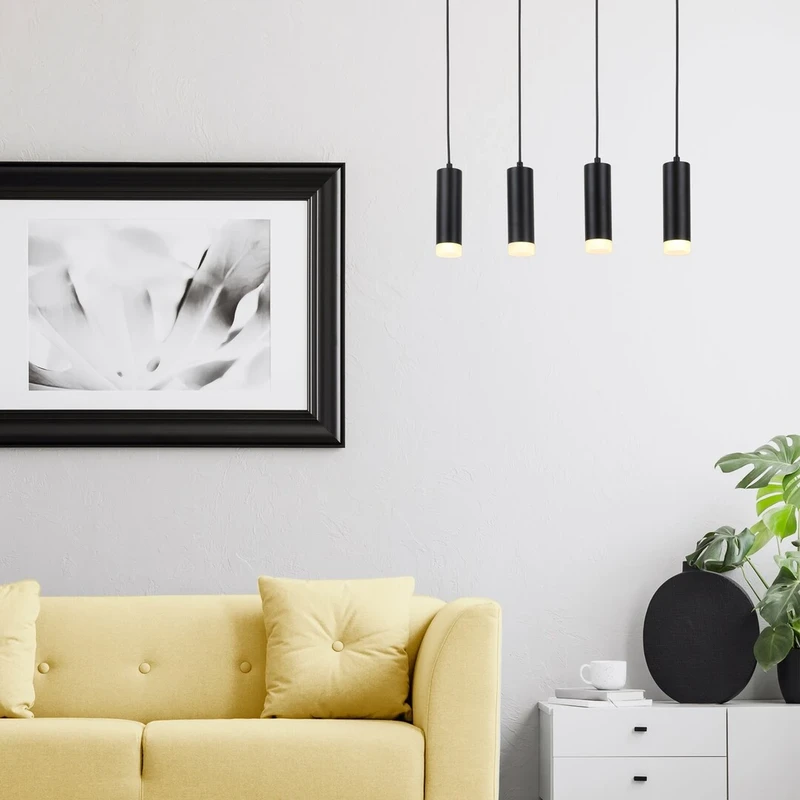 Toras – LED спот пендел в дъб и черен метал, 600мм, 4×GU10, IP20