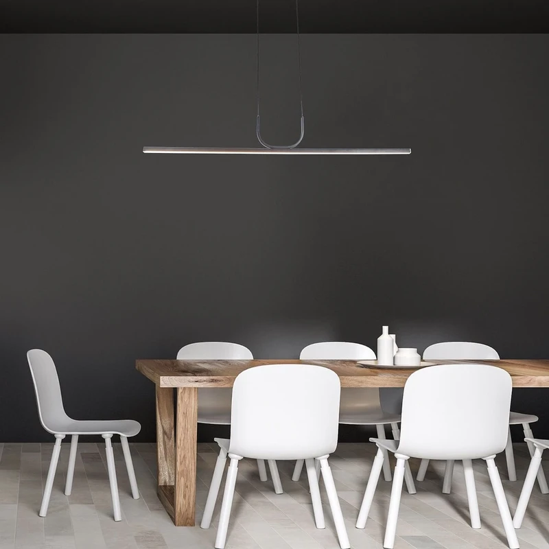 Elia – LED pendant for kitchen in black matt with white shade, 1200mm, 25W, 3000K