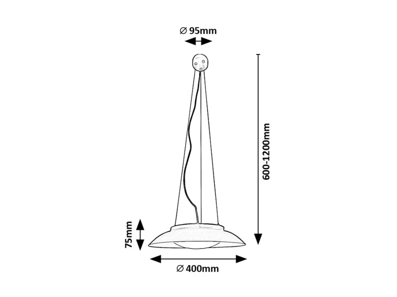 Hafsa – LED pendant in black/gold with white shade, Ø400mm, 24W, 3000K