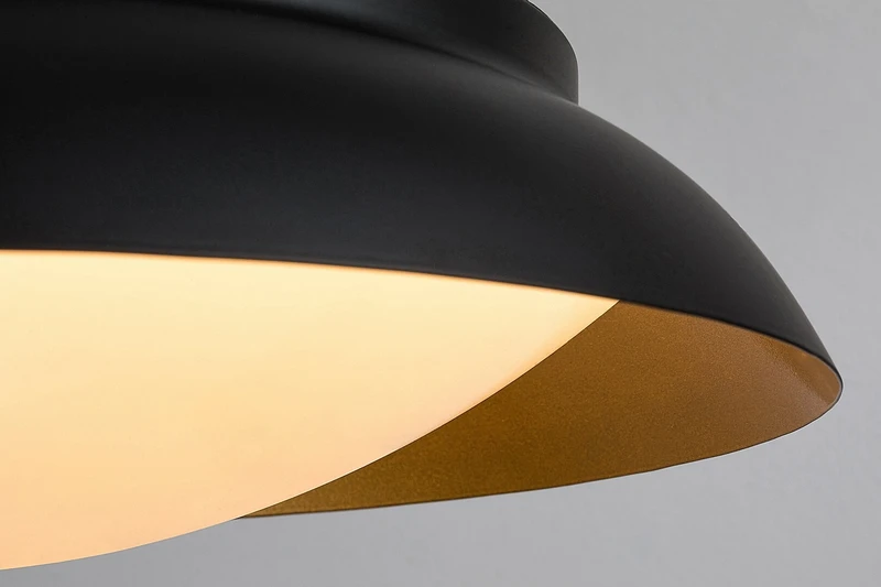 Hafsa – LED pendant in black/gold with white shade, Ø400mm, 24W, 3000K