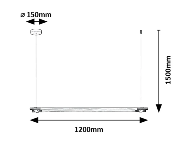 Nivaro – LED pendant in black with white acrylic, 1200mm, 28W, 3000K