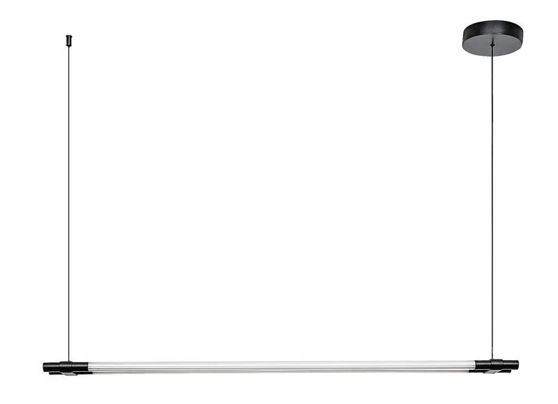 Nivaro – LED pendant in black with white acrylic, 1200mm, 28W, 3000K