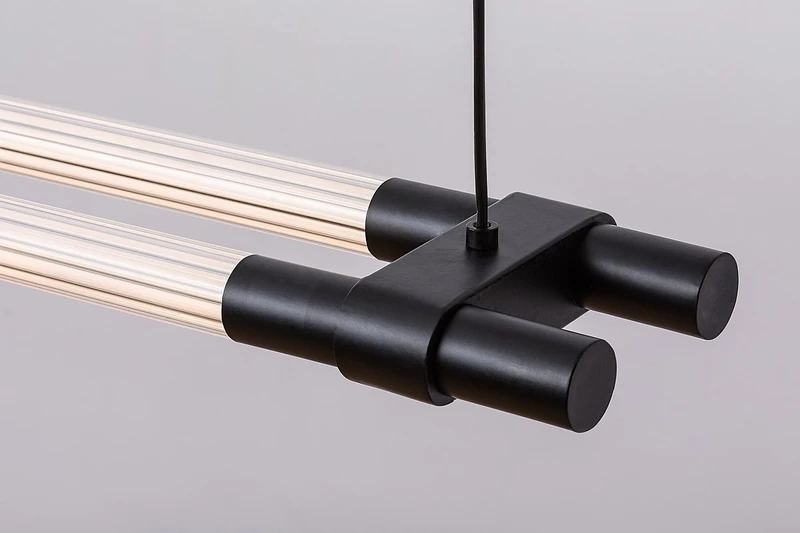 Nivaro – LED pendant in black with white acrylic, 1200mm, 28W, 3000K