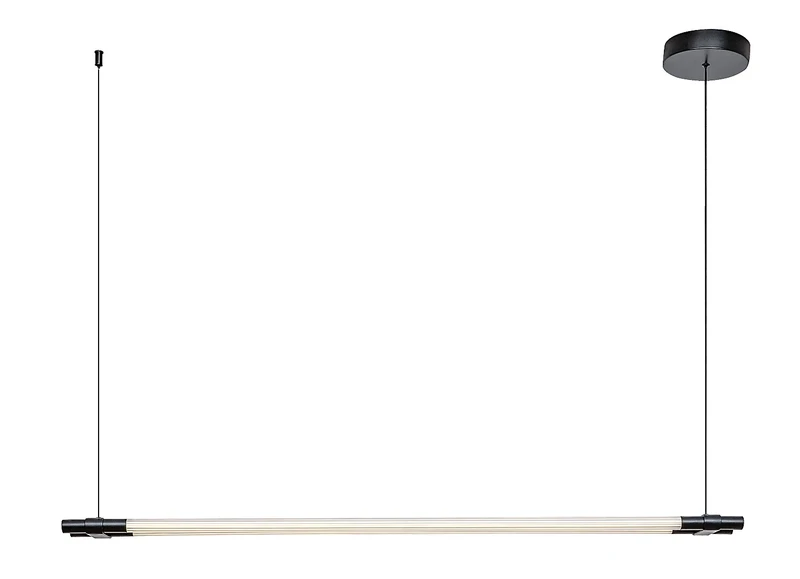LED Pendants & Chandeliers Nivaro – LED pendant in black with white acrylic, 1200mm, 28W, 3000K