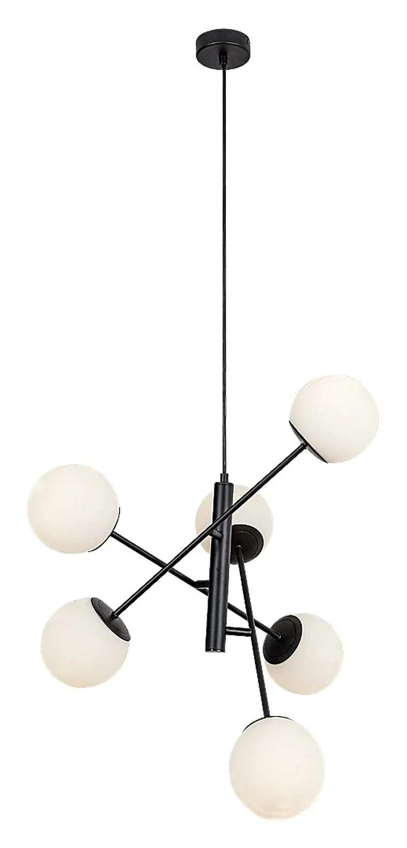 Pendant Lights Meduza – Scandinavian pendant in black matt with white glass, Ø130mm, 6×E14