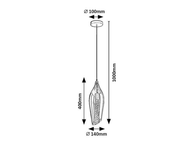 Bellini – modern pendant in black with amber glass, Ø140mm, 1×E27