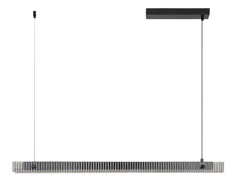 Cital – LED pendant in black with white ribbed glass, 1000mm, 36W, 3000K
