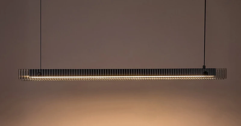 Cital – LED pendant in black with white ribbed glass, 1000mm, 36W, 3000K