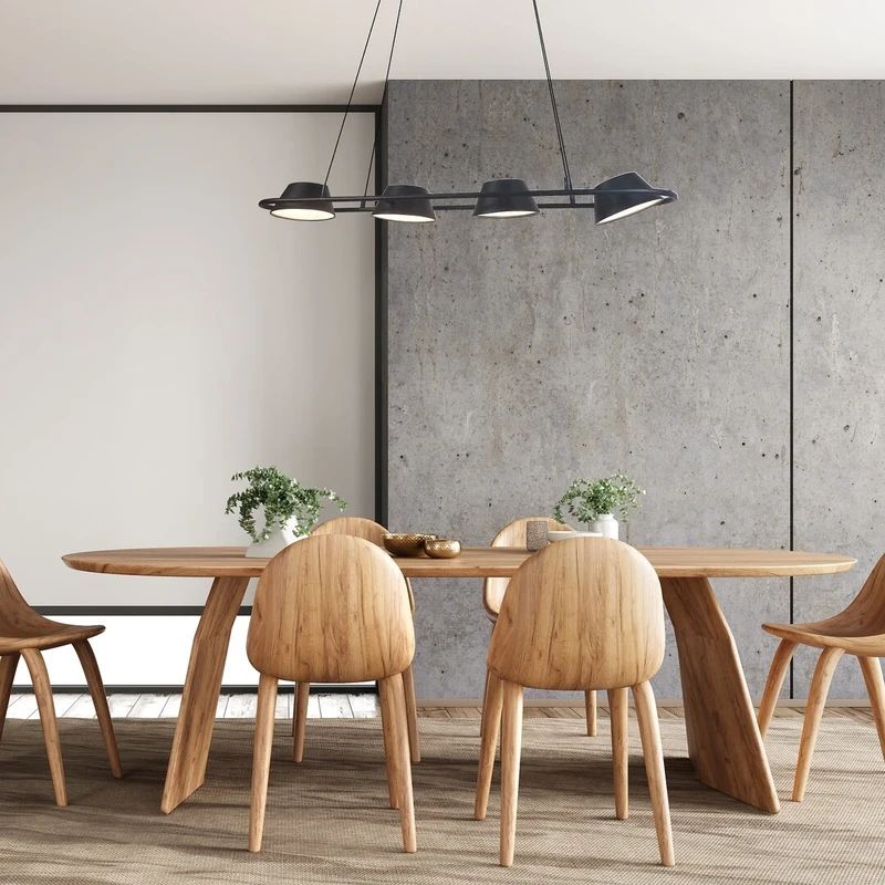 Odiss – LED pendant in black with white shades, 1000mm, 36W, 3000K