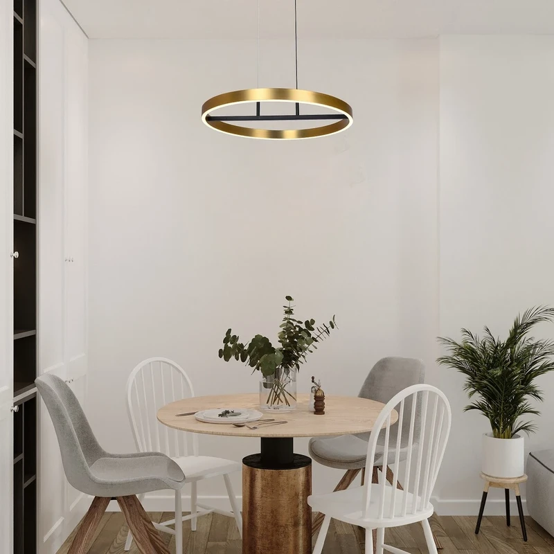 Thric – LED пендел в черно/злато със силиконов абажур, Ø600мм, 42W, 3000K