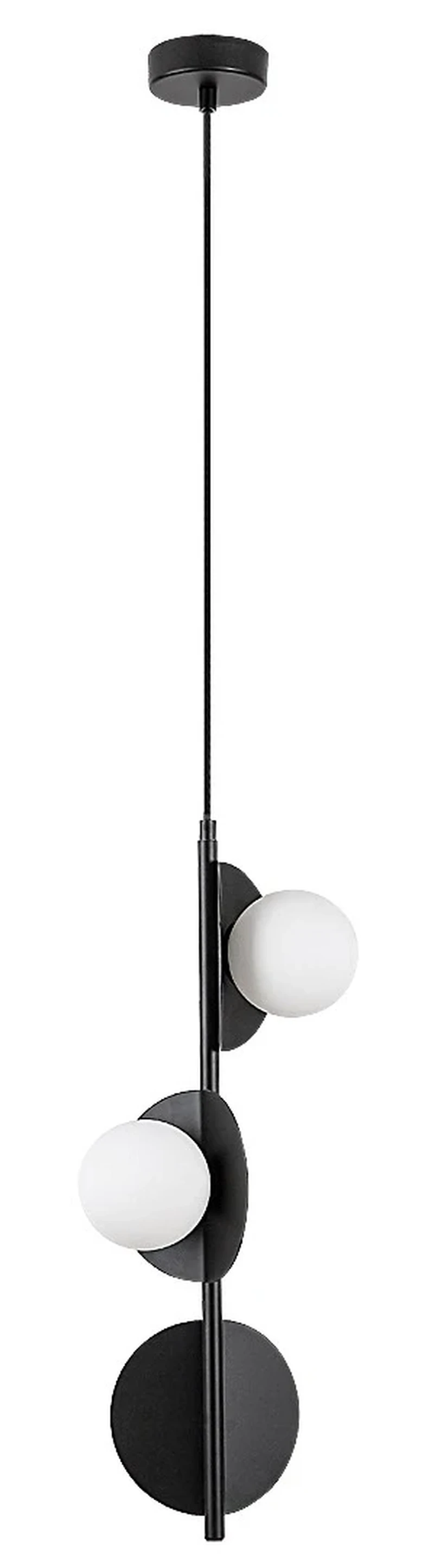Jules – industrial pendant in black with white glass spheres, Ø105mm, 3×G9