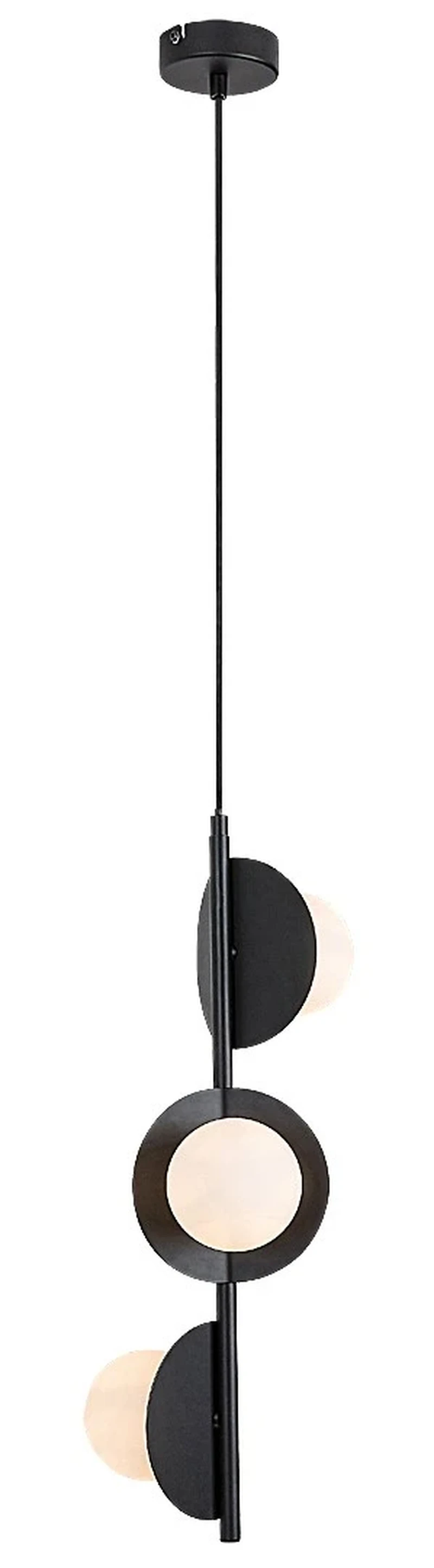 Jules – industrial pendant in black with white glass spheres, Ø105mm, 3×G9